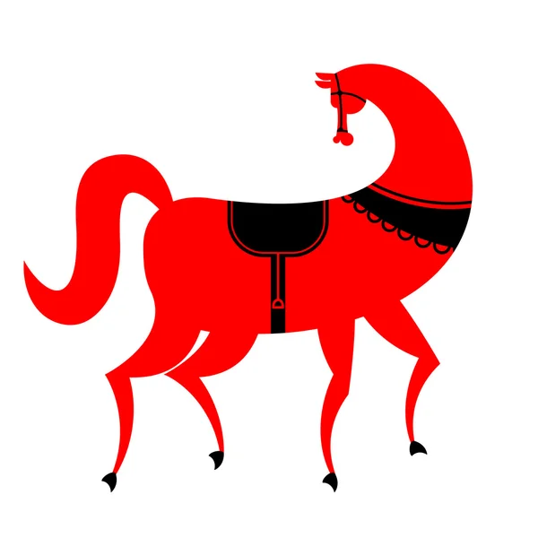 Gorodets peinture cheval rouge et des éléments floraux. Nationa russe — Image vectorielle