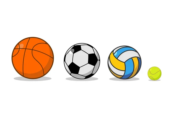 Sport Ball set. Basket och fotboll. Tennis och volleyboll. — Stock vektor