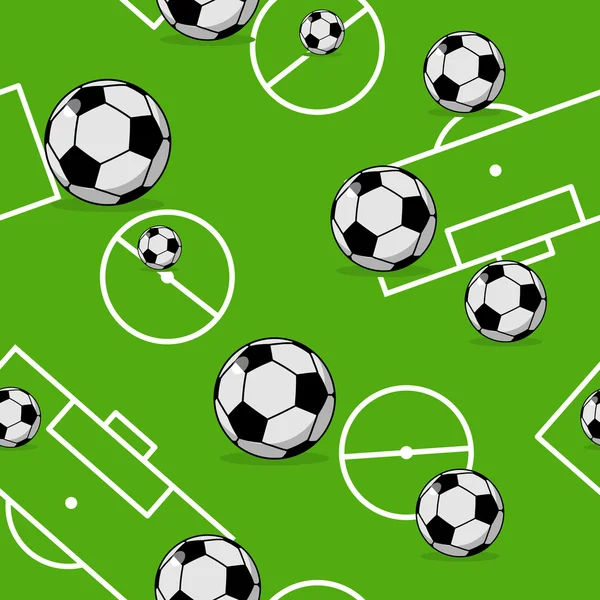Soccer ball seamless pattern. Sports accessory ornament. Footbal — Stock Vector