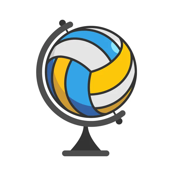 Globe volleyboll. Världen spel. Sporttillbehör som Earth Sphere. — Stock vektor