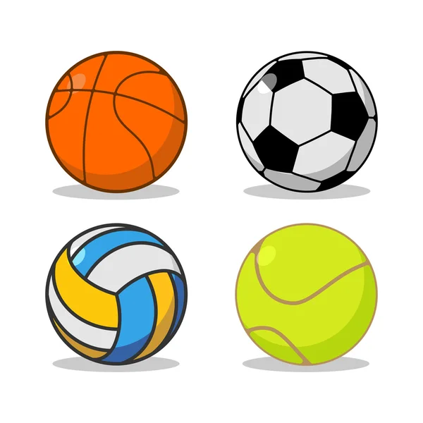 Sport Ball set. Basket och fotboll. Tennis och volleyboll. — Stock vektor