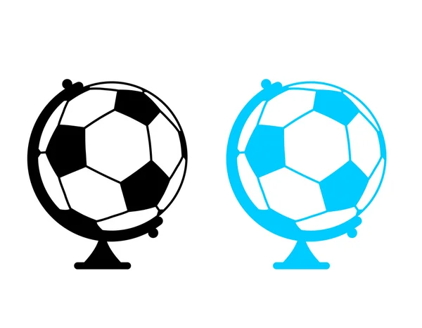 Voetbal bal Globe. Wereld spel. Sport accessoire als aarde kogelkop — Stockvector