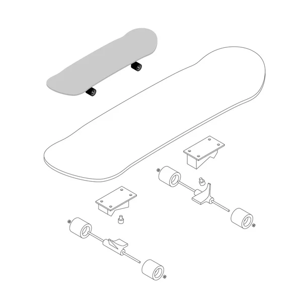 Skateboard structure. Board for skiing specification circuit. Tr — Stock Vector