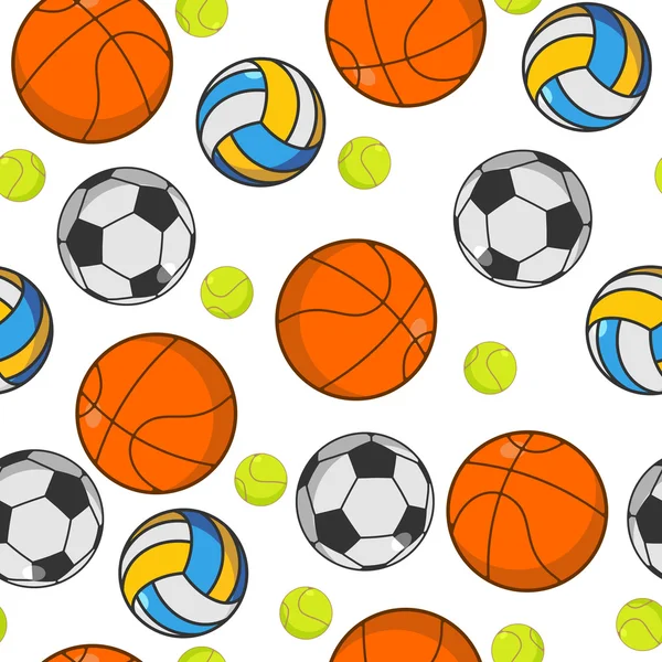 Bola deportiva patrón sin costuras. Adorno de bolas. Baloncesto y foo — Vector de stock