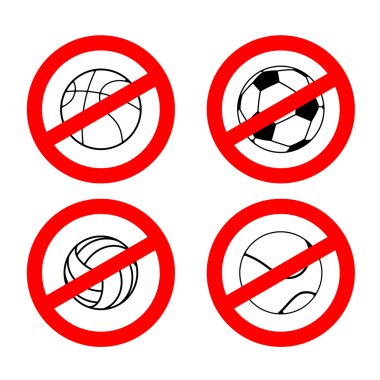 Spor oyunlarını durdurun. Yasak futbol. Kırmızı yasağı işareti voll
