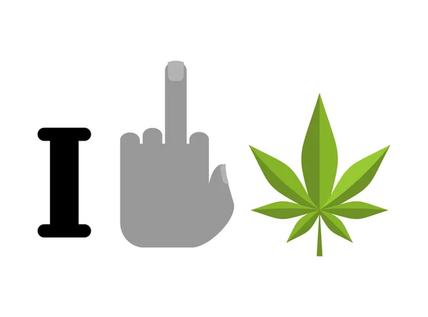 Μισώ τα ναρκωτικά. Γάμα το σύμβολο του μίσους και του φύλλου μαριχουάνας. Λογότυπο — Διανυσματικό Αρχείο