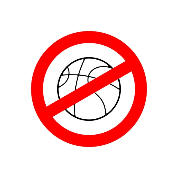 Stop basketball. Prohibited team game. Red prohibition sign. Cro — Stock Vector