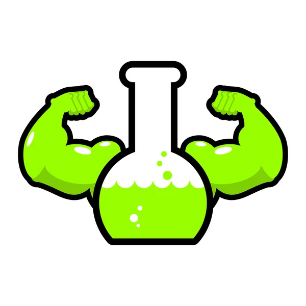 녹색 강력한 돌연입니다. 강한 화학 플라스 크입니다. Muscl에 있는 비이 커 — 스톡 벡터