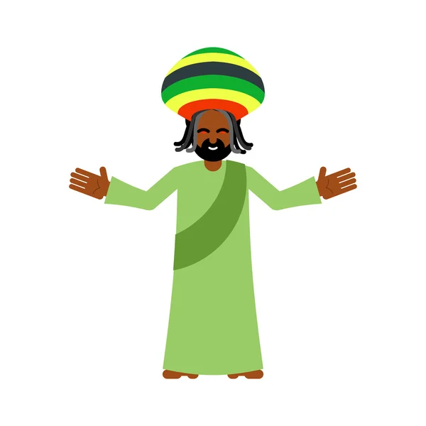 God ganja. idol Jah gives rasta. Reggae Rastafarian hat and drea — Stock Vector
