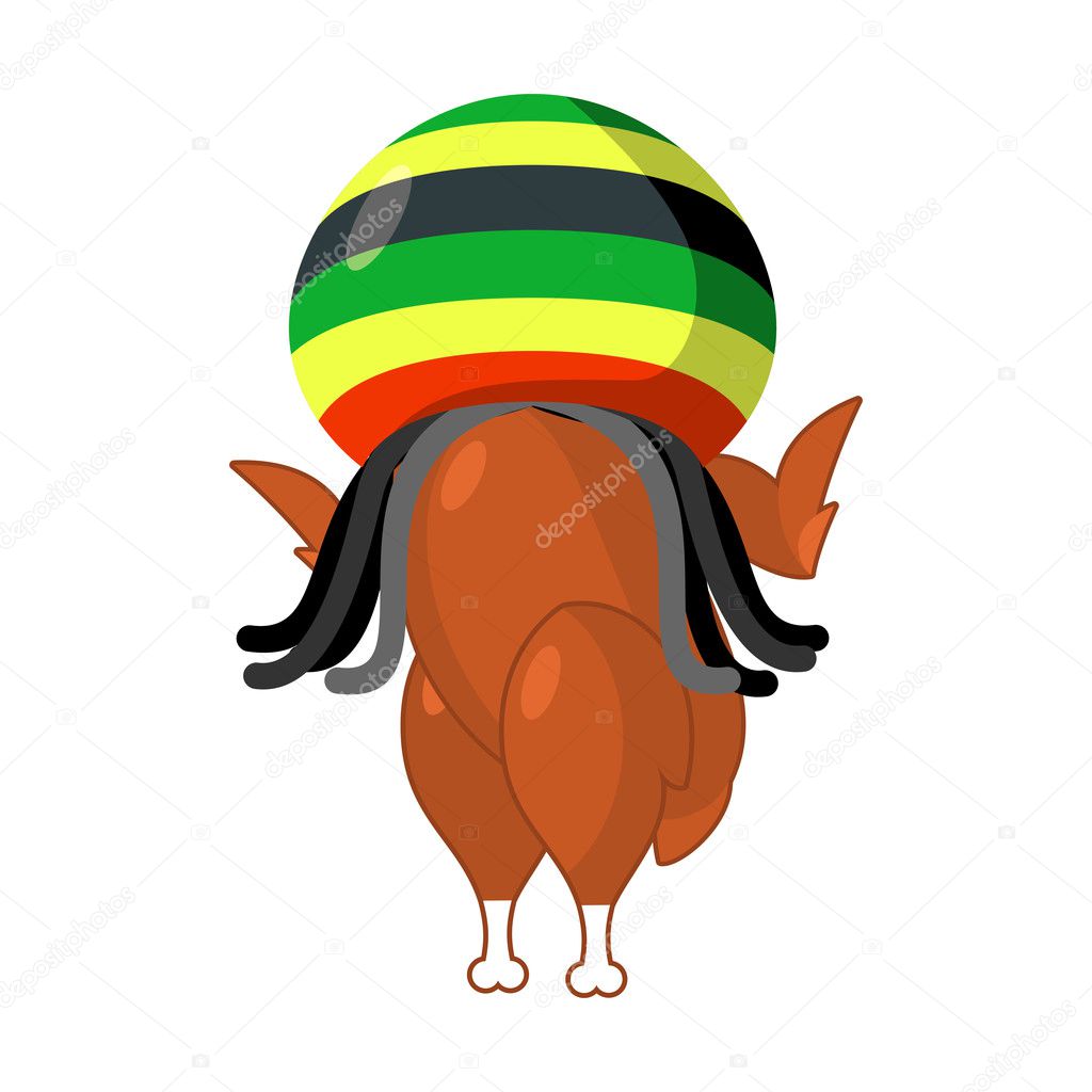 Rasta turkey. Reggae takes and roasted  fowl. Food for Rastafari
