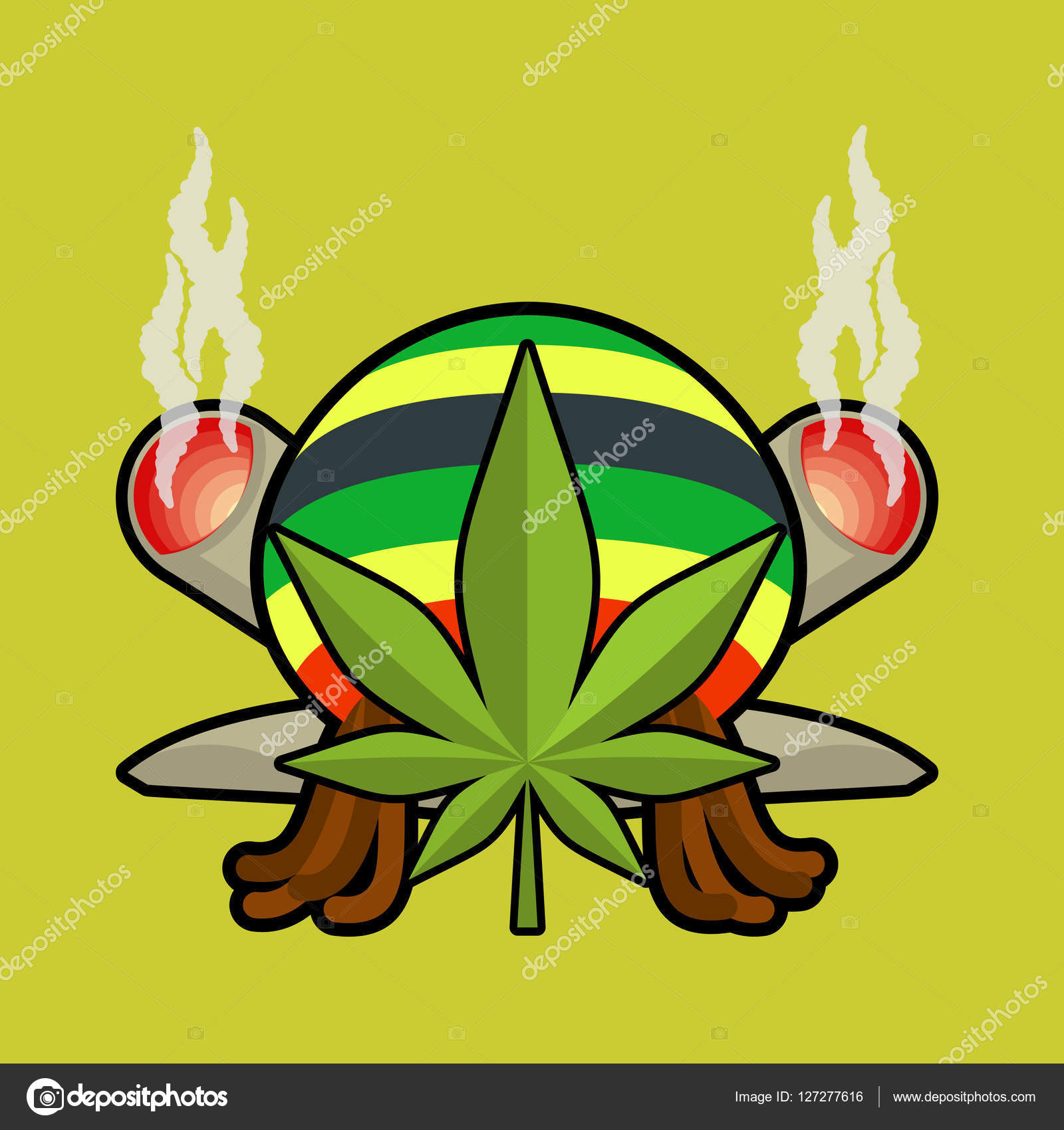 Rasta Logo Cannabis Leaf And Joint Or Spliff Rastaman Cap And Stock Vector Image By C Maryvalery