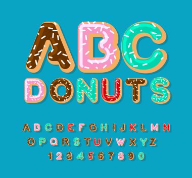 Donuts Abc. pasta alfabesi. Yağlı harflerle pişirilir. krema ve serpme