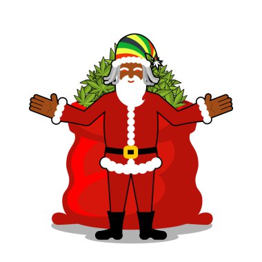 Rasta Noel Baba istiyor. Büyük Kırmızı çuval kenevir. Bir paket marihuana. P