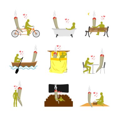 Lover eklem veya spliff ayarlayın. piknik bağımlısı. Adam ve sigara dru