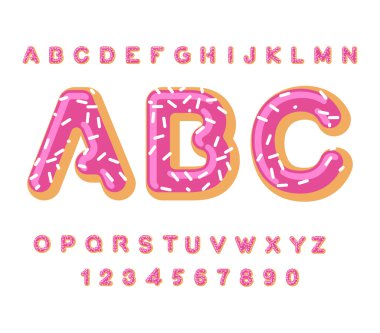 Donut Abc. pasta alfabesi. Yağlı harflerle pişirilir. buzlanma ve sprinkl