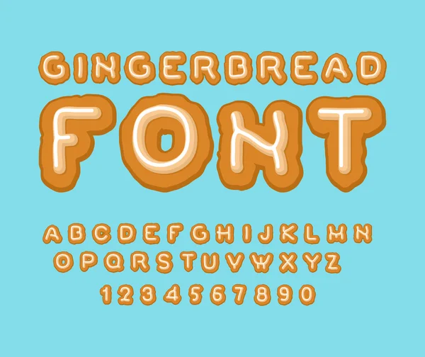 Gingerbread font. Christmas cookie Alphabet . Mint Cookies ABC. — Stock Vector