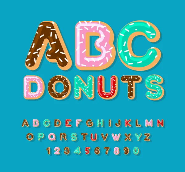 Donuts ABC. alphabet tarte. Cuite à l'huile. glaçage et aspersion — Image vectorielle