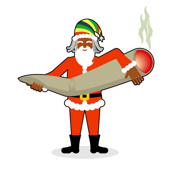 Rasta Santa Claus fantastiska gemensamma eller spliff. Röka drogen. Glada — Stock vektor