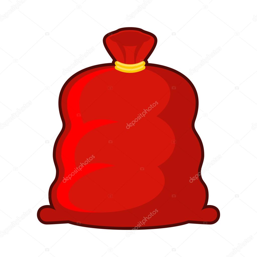 Red sack of Santa Claus. Big Fat Christmas gift bag. Illustratio