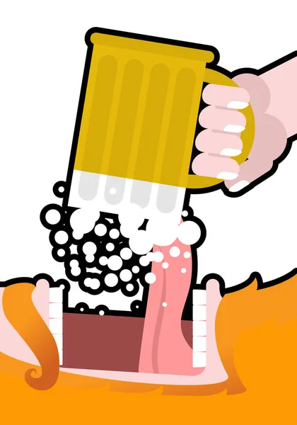 アイルランド人は、ビールを飲む。聖パトリックデーのイラスト。レプレ — ストックベクタ