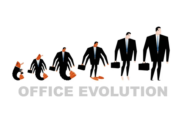 Office Evolution. El plancton de oficina se convierte en jefe. Camarones en zumbido — Archivo Imágenes Vectoriales