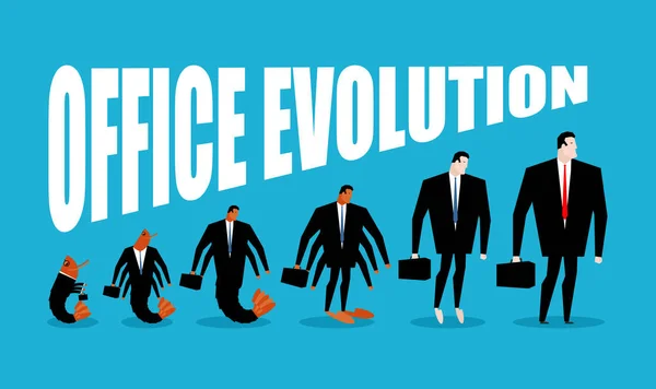 Office Evolution. El plancton de oficina se convierte en jefe. Camarones en zumbido — Archivo Imágenes Vectoriales