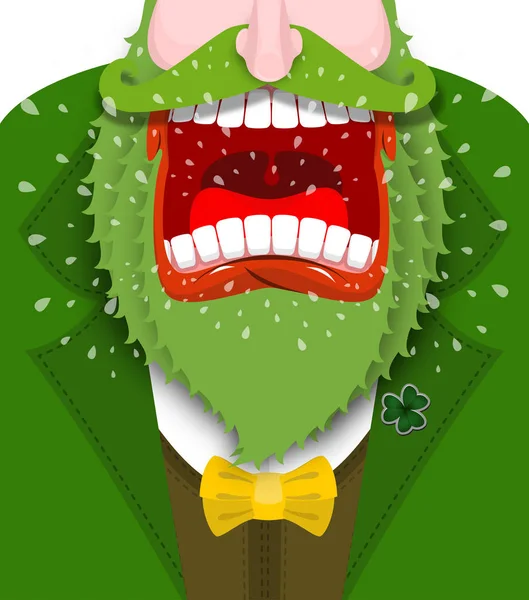 Grita duende. Grita enano enojado. Scary Gnome barba verde sho — Archivo Imágenes Vectoriales