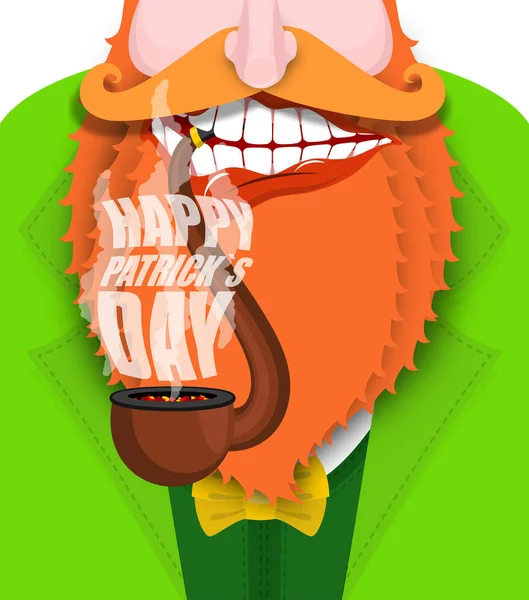 Leprechaun fume des pipes. Patricks Day. Jeu fumeur brier et Smok — Image vectorielle