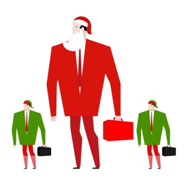 Santa patronu ve Yöneticisi cinler. Office Noel. Kurumsal maske