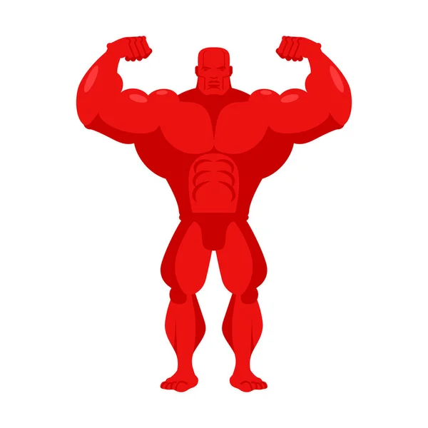 Bodybuilder rode cartoon. Atleet met grote spieren. Sportman op — Stockvector