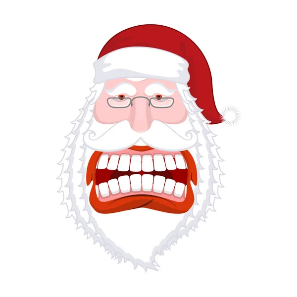 Дикі Посмішка Санта Клауса. Агресивний старий. Відкрити рот і t — стоковий вектор
