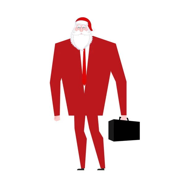 Šéfe Santa Claus plnovous a červenou čepici. Podnikatel v slavnostní — Stockový vektor