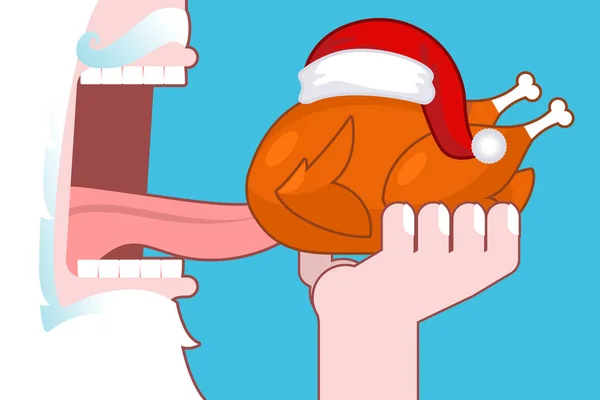 Харчування Різдво Санта Туреччини. Відкритим ротом і зуби. Довго Тонг — стоковий вектор