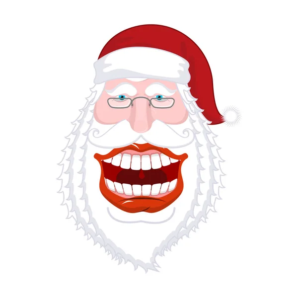 Chortle Santa Claus. Széles mosollyal. nagy szája. Boldog karácsonyt-o — Stock Vector