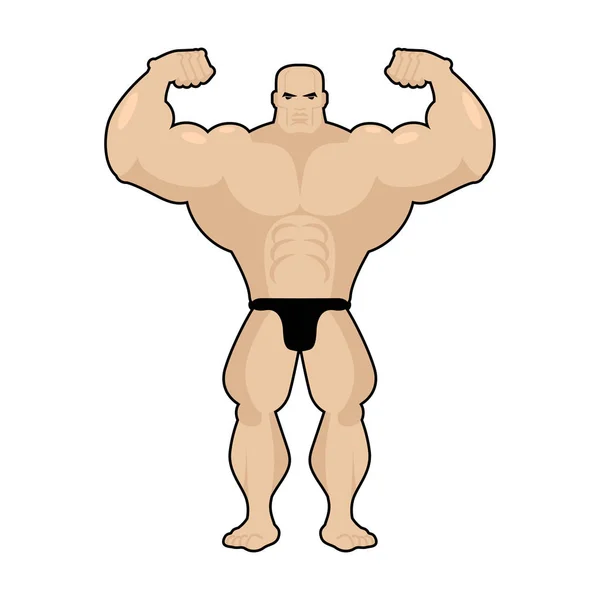 Bodybuilder isolated. Athlete with big muscles. Sportsman on whi — Stock Vector