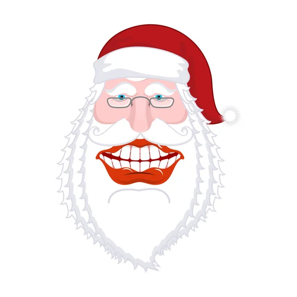 Счастливого Санта Клауса. Широкая улыбка. Большой рот. Веселый Христос — стоковый вектор