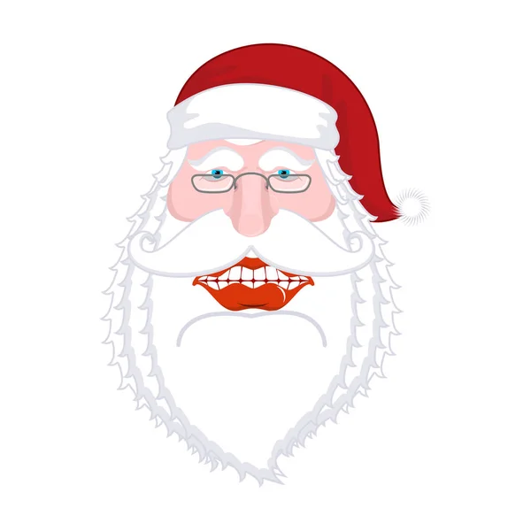 Örömteli Santa Claus. Széles mosollyal. Nagy szája. Régi karácsonyi ünnepeket — Stock Vector