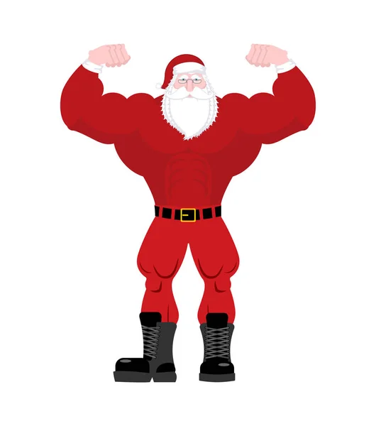 Jultomten är stark. Kraftfull gubbe med stora muskler. Fitness C — Stock vektor