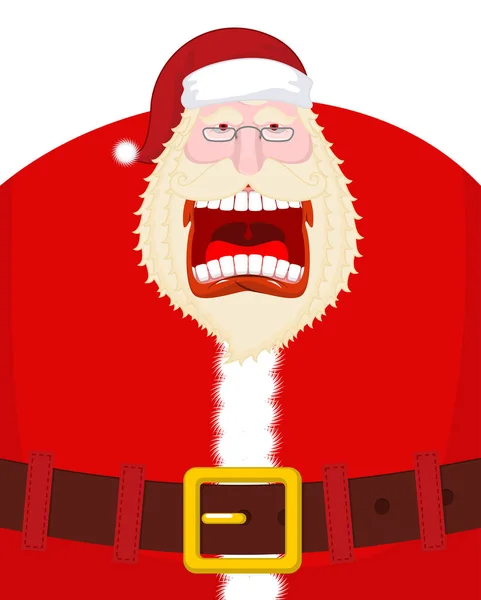 Crazy Santa Shout et ceinture. Grand-père effrayant criant. Truite ouverte — Image vectorielle