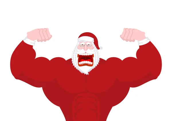 Weihnachtsmann-Fitness. mächtiger alter Mann mit großen Muskeln. starkes c — Stockvektor