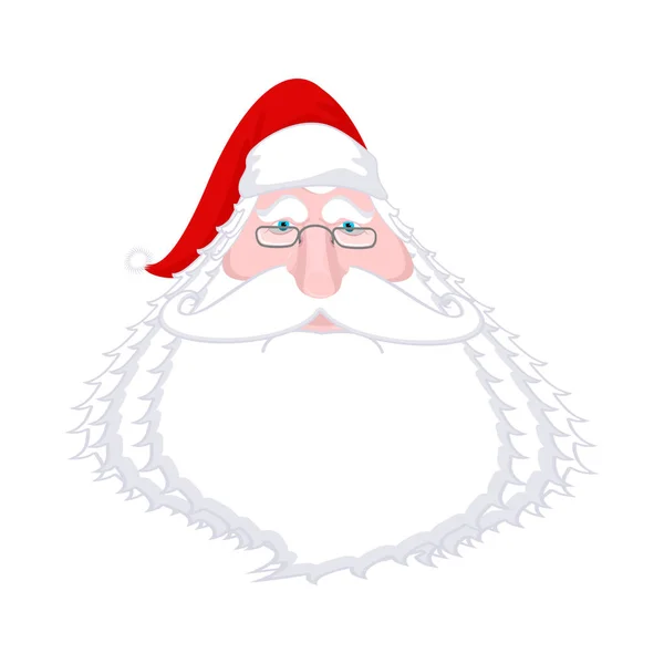 Santa Claus πρόσωπο απομονωμένη. Χριστούγεννα παππούς με άσπρα γένια μια — Διανυσματικό Αρχείο