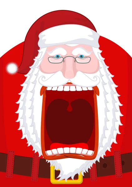 Wütende Weihnachtsmann-Rufe. Gruseliger Großvater schreit. Verrückter Weihnachtsmann — Stockvektor