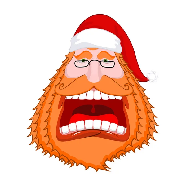 Papai Noel retrata com grande barba vermelha e boné. Louco ruivo —  Vetores de Stock