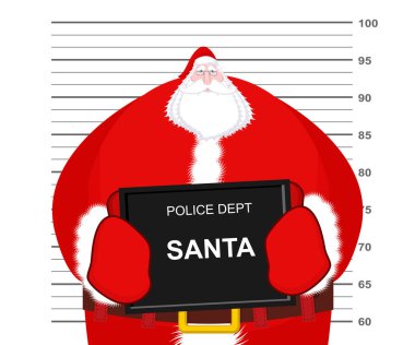 Polis departmanındaki MugShot Noel Baba. Vesikalık Noel. AR