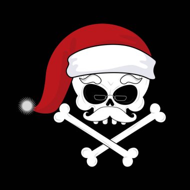 Noel Baba ölüm. Noel kafatası. iskelet kafasında kırmızı santa h