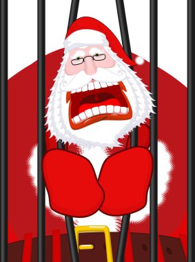 Noel Baba mahkum. Noel hapiste. Hapishane ile penceresinde