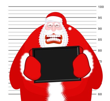 Polis departmanındaki MugShot Noel Baba. Vesikalık Noel. AR