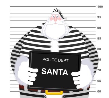 Polis departmanındaki MugShot Noel Baba. Vesikalık Noel. AR