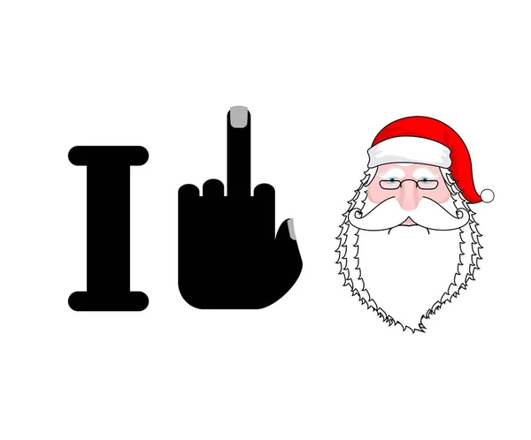 Ich hasse den Weihnachtsmann. fuck Symbol des Hasses und Gesicht Santa. Weihnachten — Stockvektor