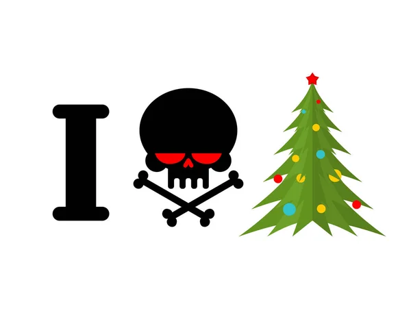 Ich hasse Weihnachten. Totenkopf und Knochen Symbol für Hass und Weihnachten — Stockvektor